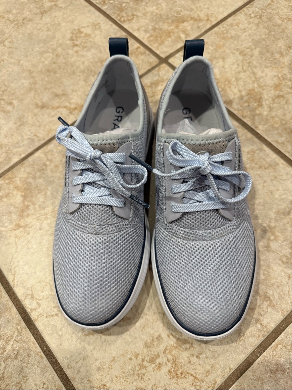 Cole Haan Light Gray Mesh Lace-Up Athletic Sneakers